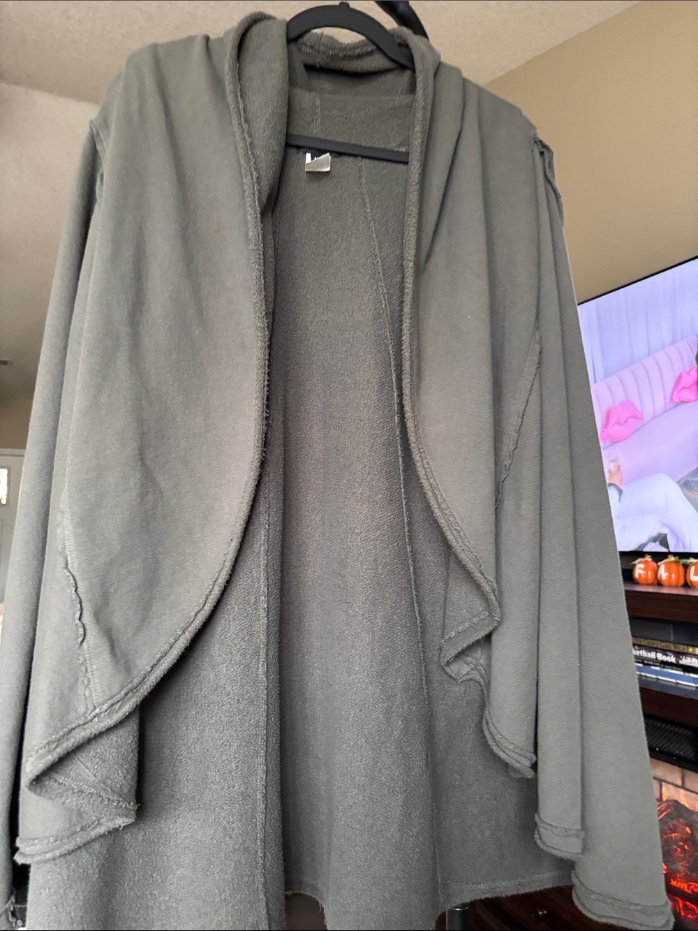 Gray Women's Drape Open-Front Sweater Cardigan